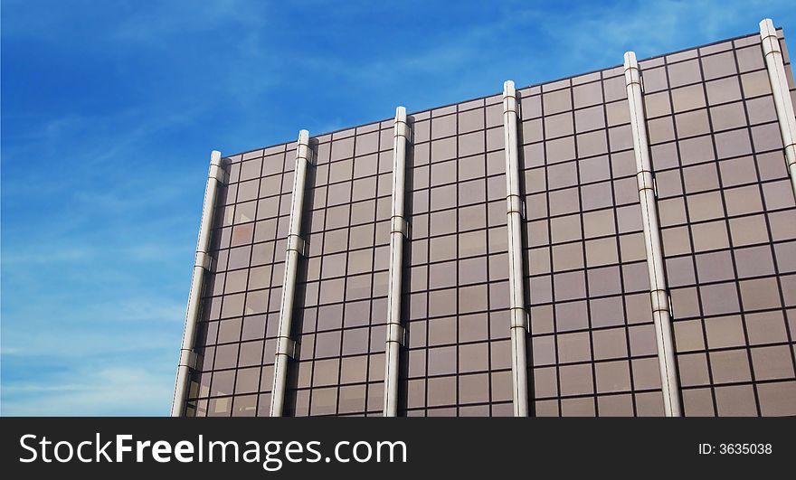Office building blue sky background. Office building blue sky background