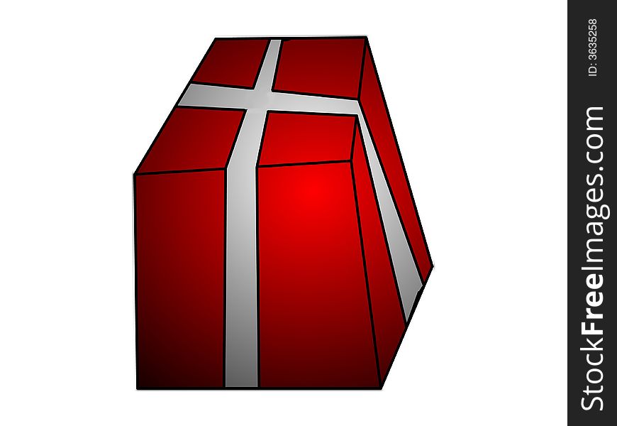 Red box for gift with silver lines