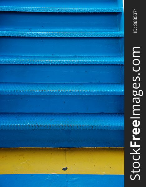 Blue metal stairs on ferry
