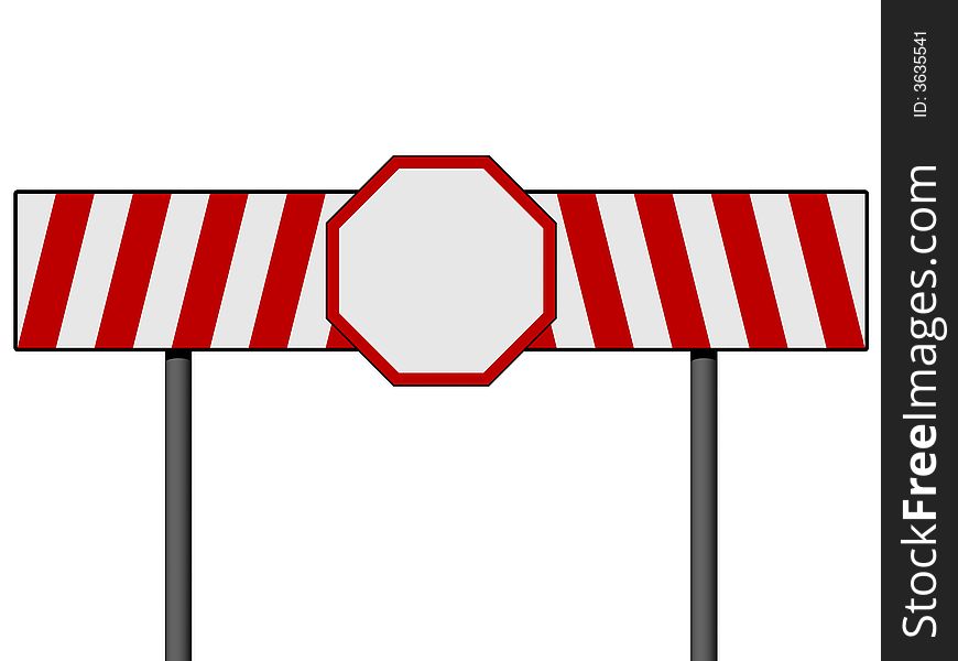 Empty warning sign with red and white lines isolated on a white background