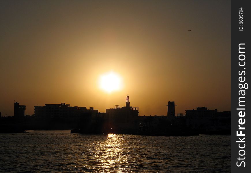 Sunset with solar path on the sea. Sunset with solar path on the sea