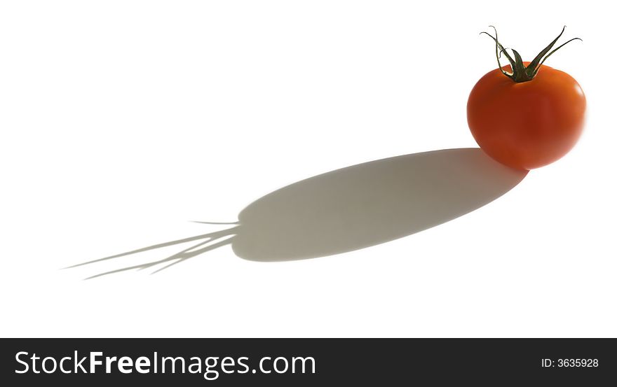 Isolated Tomato with Long Shadow