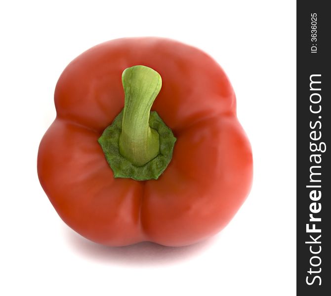 Isolated Red Bell Pepper: Straight Product shot taken in Studio in Natural Light isolated against White Background