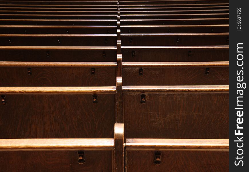 Catholic church benches in St. Paul Cathedral, Minnesota, US