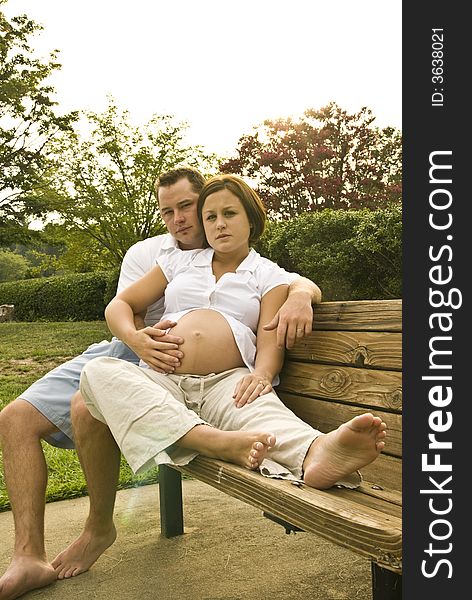 Parents to be sit on bench outside. Parents to be sit on bench outside