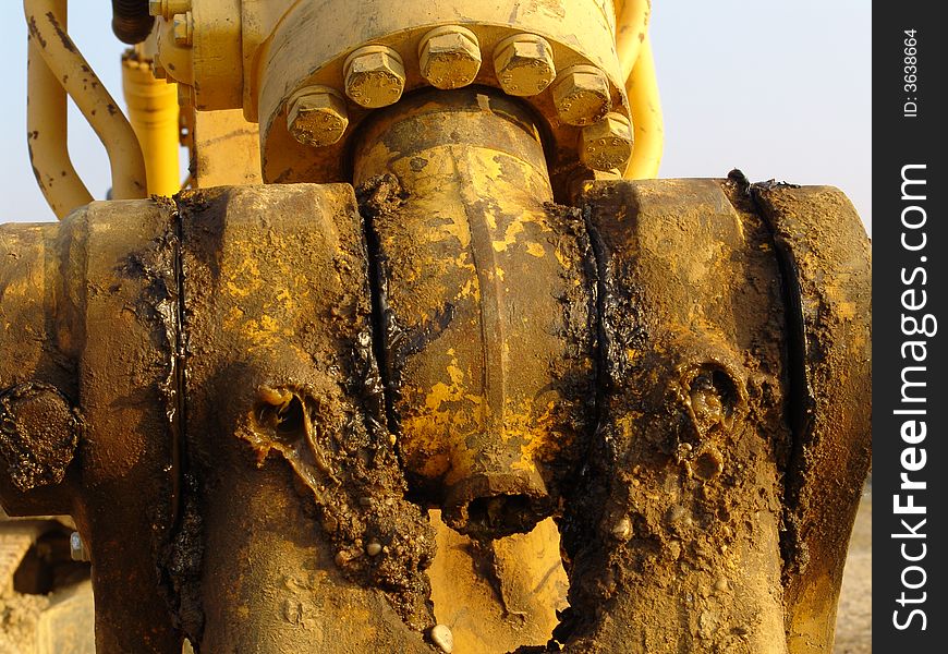 A detail view at an hydraulic machine. A detail view at an hydraulic machine.