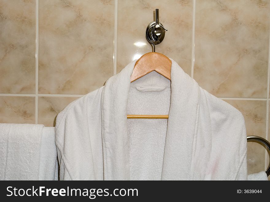 Dressing gown beige on a background