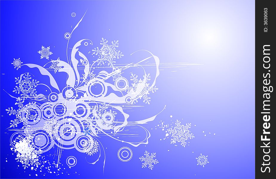 Blue floral background and snowflakes. Blue floral background and snowflakes