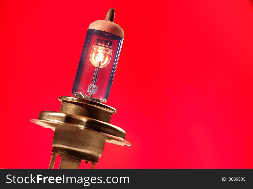 Bulb on a red background