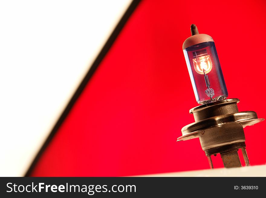 Bulb on a red background