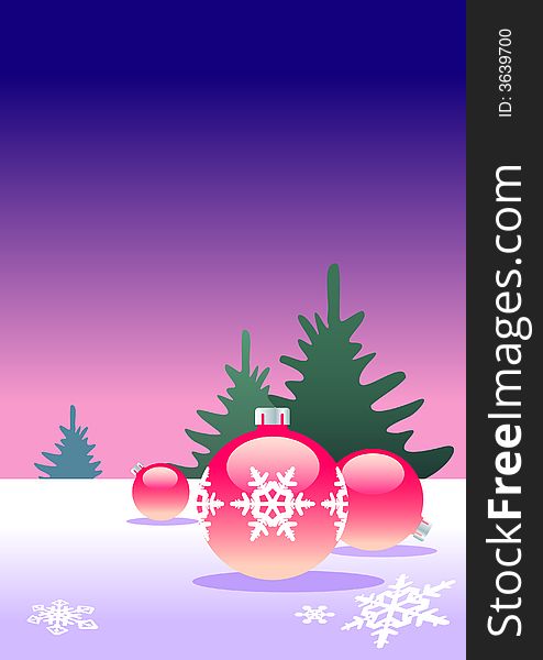 Christmas Tree Balls with snowflake, vector illustration