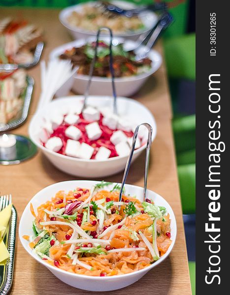 Different salad buffet on a table