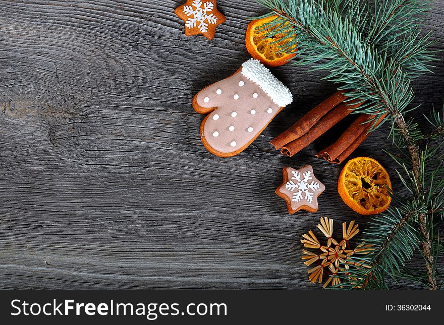 Christmas cookies with icing decoration.