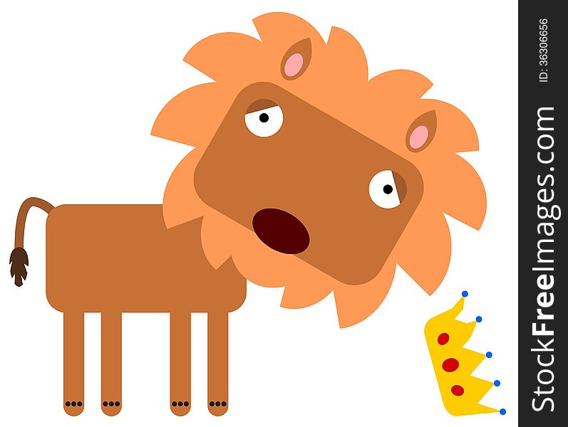 A stressed lion with a fallen crown. A stressed lion with a fallen crown