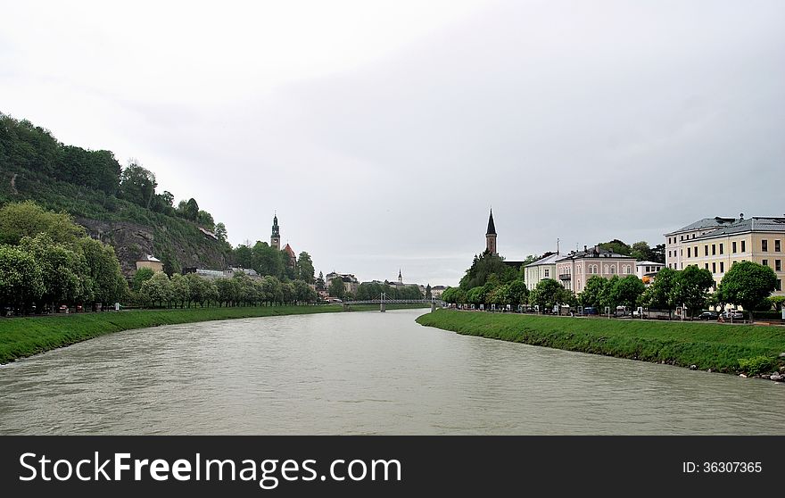 Veiw of river Salzach, Salzburg