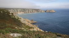 Coast Of Cornwall England In Autumn With Mist Stock Photo Coast Of Cornwall England In Autumn With Mist Stock Photo