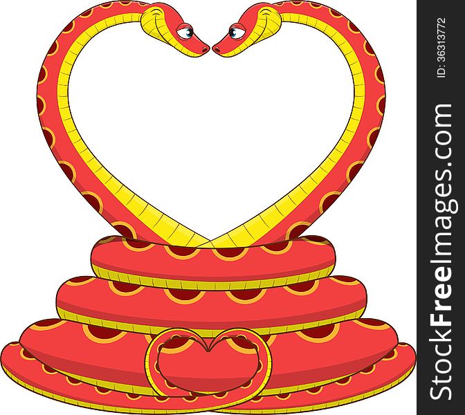 Vector illustration: Two lovers snake