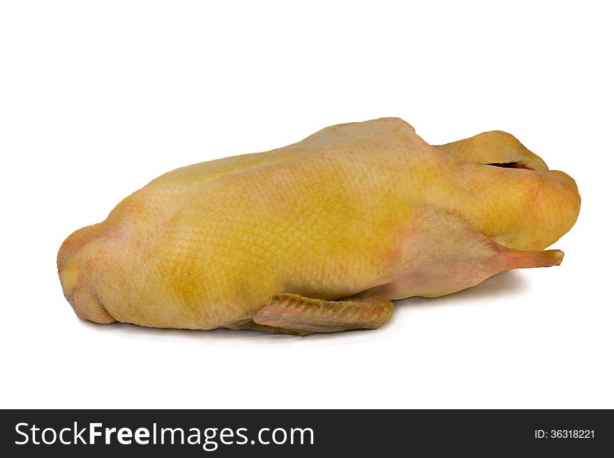 The Carcass Of Crude Ducks On A White Background.