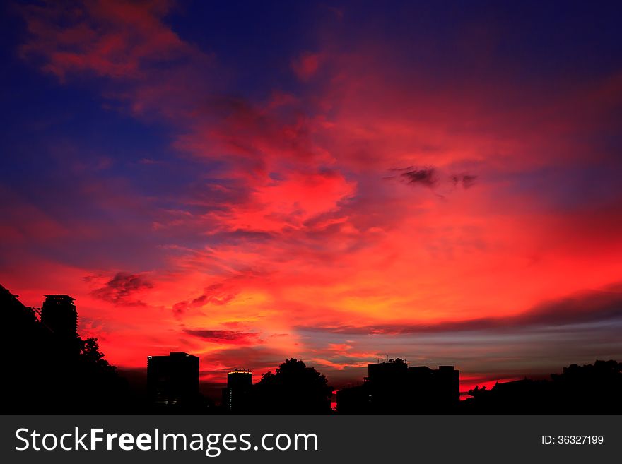 Silhouette with twilight sky, Beauty nature