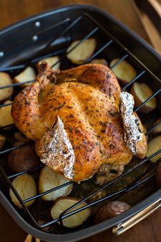 Oven Roasted Chicken With Potatoes Royalty Free Stock Image Oven Roasted Chicken With Potatoes Royalty Free Stock Image