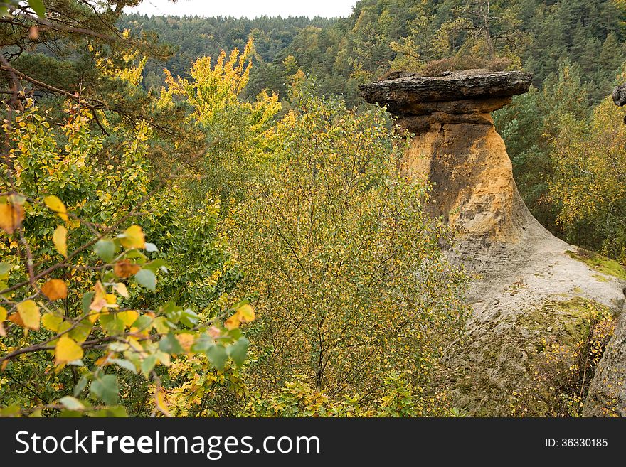 Beautiful rock in wild nature, very rare sandstone rock in czech republic. Beautiful rock in wild nature, very rare sandstone rock in czech republic