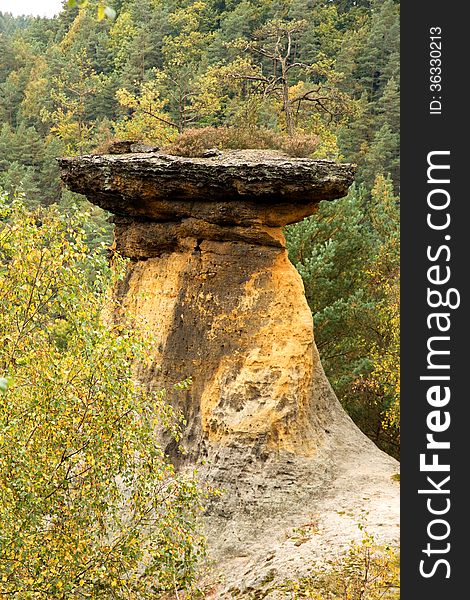 Beautiful rock in wild nature, very rare sandstone rock in czech republic. Beautiful rock in wild nature, very rare sandstone rock in czech republic