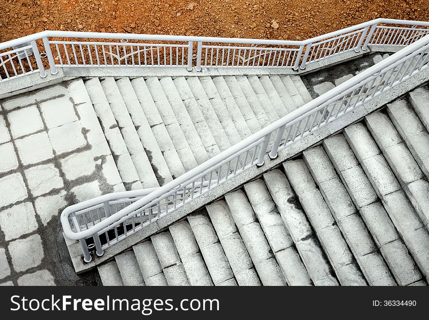 Top view of concrete stairs. Top view of concrete stairs