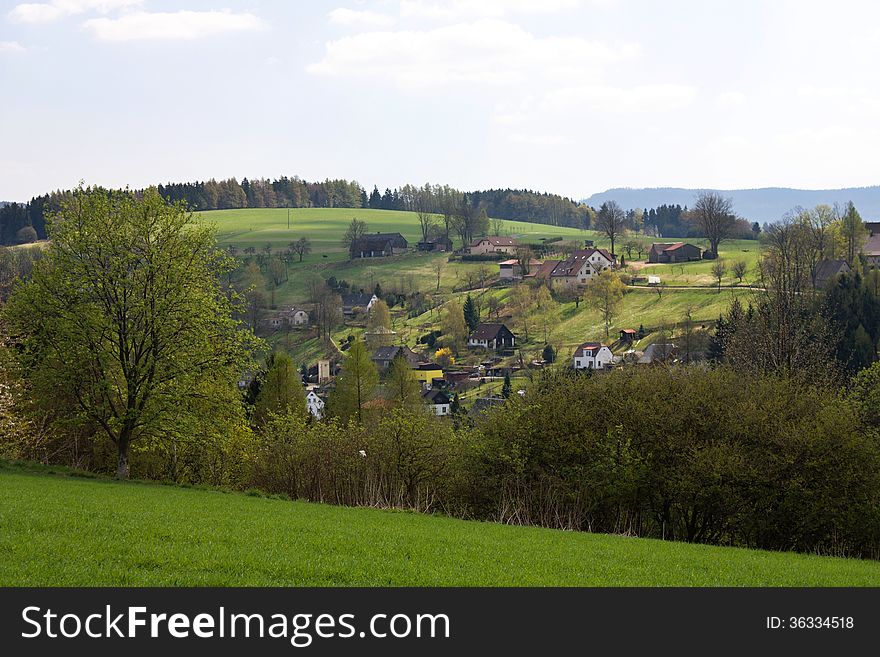 Village on the hill, czech countryside. Village on the hill, czech countryside