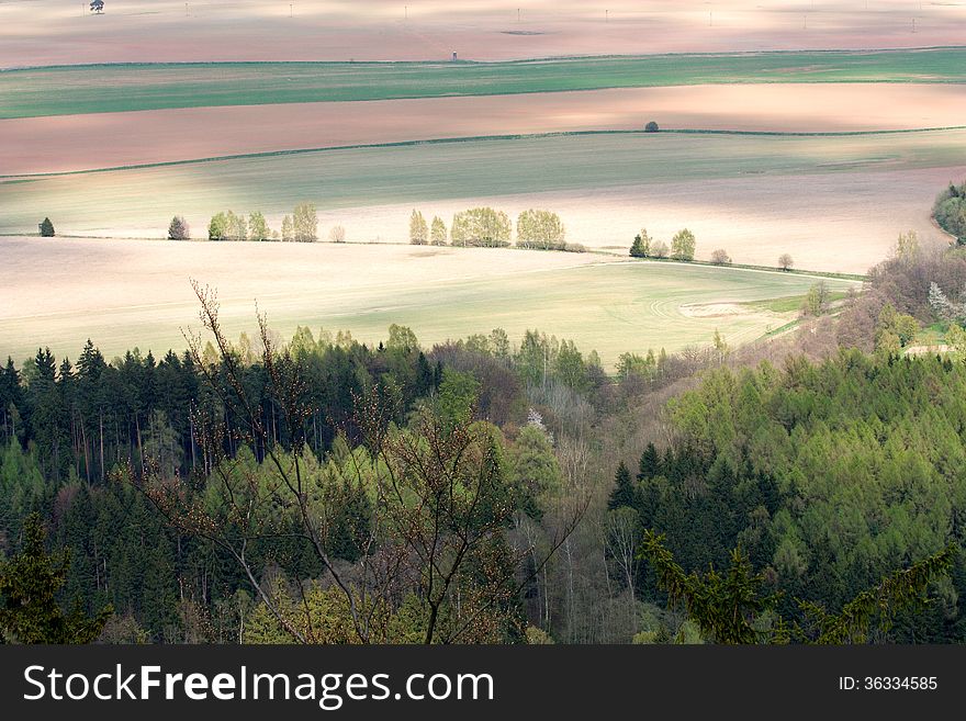 Landscape with forests, agricultural fields and forest. Landscape with forests, agricultural fields and forest