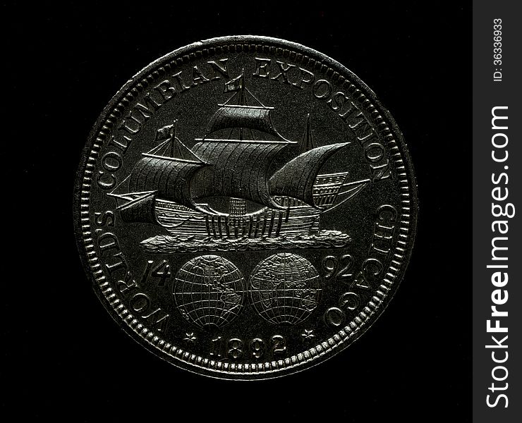 Silver metal coin money isolated black background. Silver metal coin money isolated black background