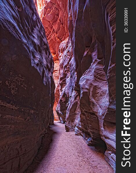 This is Buckskin Canyon, a highly scenic slot canyon, which meets with the Paria River at the confluence. This is Buckskin Canyon, a highly scenic slot canyon, which meets with the Paria River at the confluence.