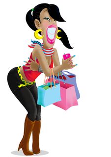 Women Are Happy When Shopping. Royalty Free Stock Photo Women Are Happy When Shopping. Royalty Free Stock Photo