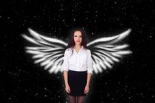 Girl With Angel Wings Stars Stock Photography Girl With Angel Wings Stars Stock Photography