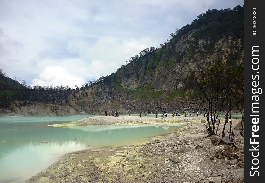 A beautiful scene crater Kawah Putih in ciwedey, bandung, west java. A beautiful scene crater Kawah Putih in ciwedey, bandung, west java