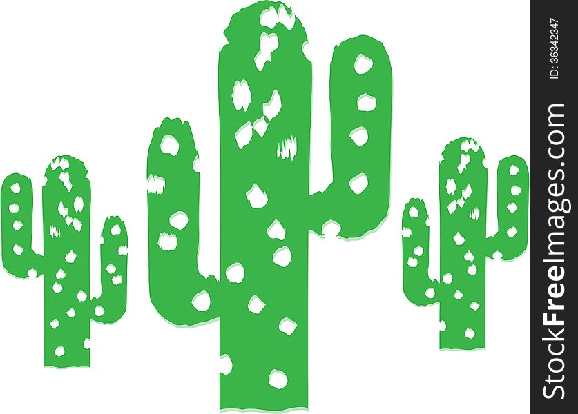 Abstract Illustration of three cactus trees