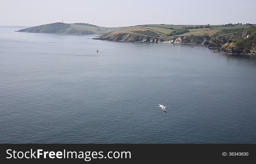 Cornwall River Fowey entrance and coast from Polruan