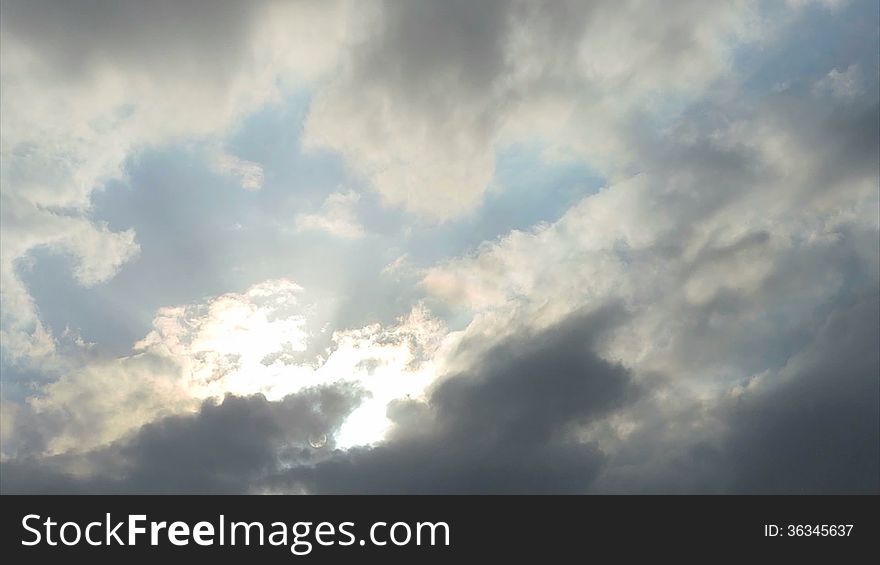 Clouds Obscure The Sun. Timelapse