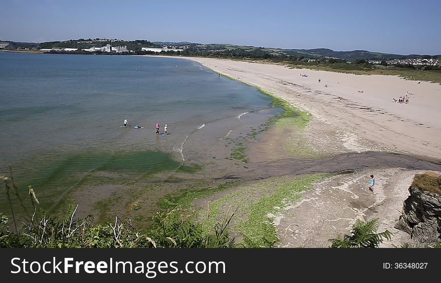 Par beach Cornwall England near St Austell and Polkerris with blue sea and sky on a beautiful summer day. Par beach Cornwall England near St Austell and Polkerris with blue sea and sky on a beautiful summer day