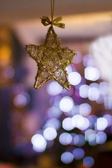 Christmas Decoration Star With Christmas Tree Lights Stock Images