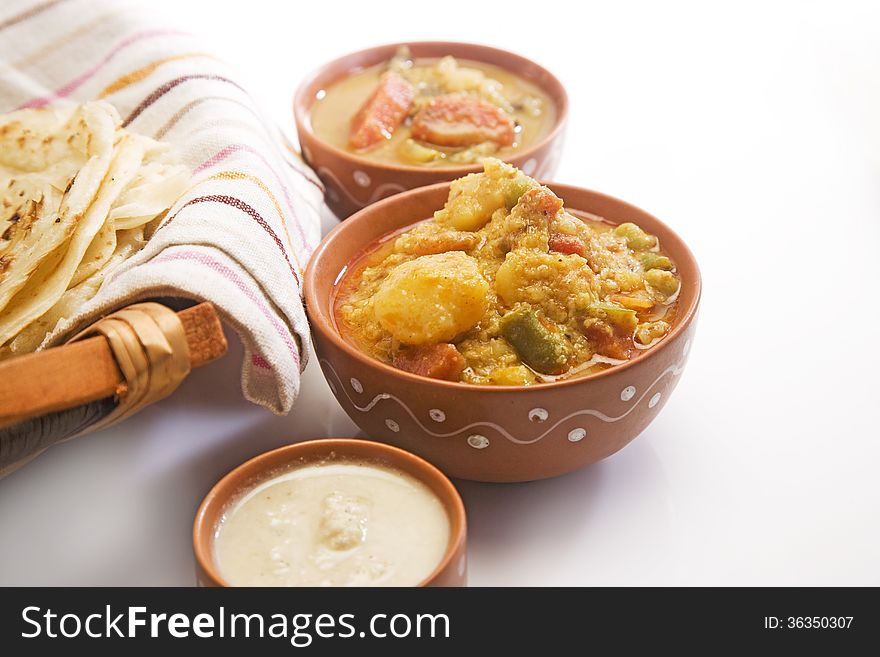 Potato Masala Curry With Sambar