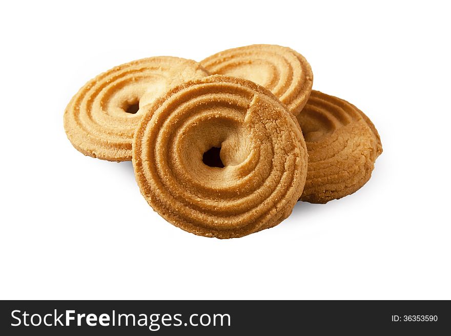 Crackers isolated on white, fresh pastries, cookies. Crackers isolated on white, fresh pastries, cookies