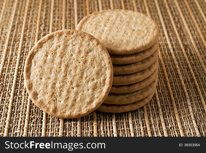 Delicious crackers on the table, a few crackers. Delicious crackers on the table, a few crackers