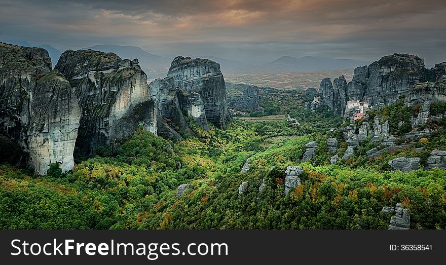 Monastery at Meteora in the northern Greek mountains. Monastery at Meteora in the northern Greek mountains