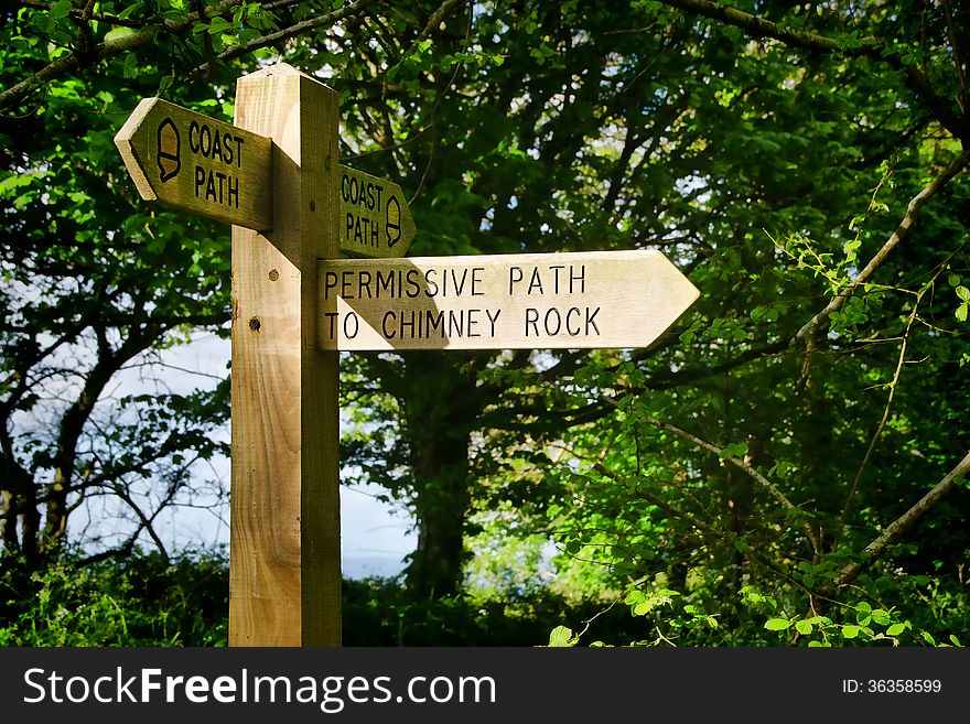 Signpost along the southwest coastal path at Lyme Regis, Dorset. Signpost along the southwest coastal path at Lyme Regis, Dorset.