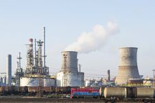 Oil Tankers At An Oil And Gas Refinery Royalty Free Stock Photos