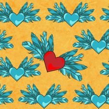 Vector Seamless Pattern With Flying Hearts Stock Photos