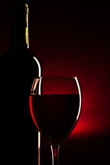 Wine Bottle And Glass Silhouette Over Dark Red Royalty Free Stock Photos Wine Bottle And Glass Silhouette Over Dark Red Royalty Free Stock Photos