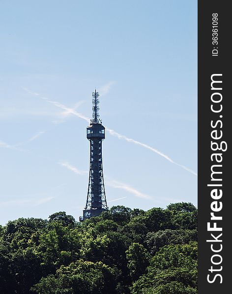 View of Petrin Lookout Tower, Prague, Czech Republic