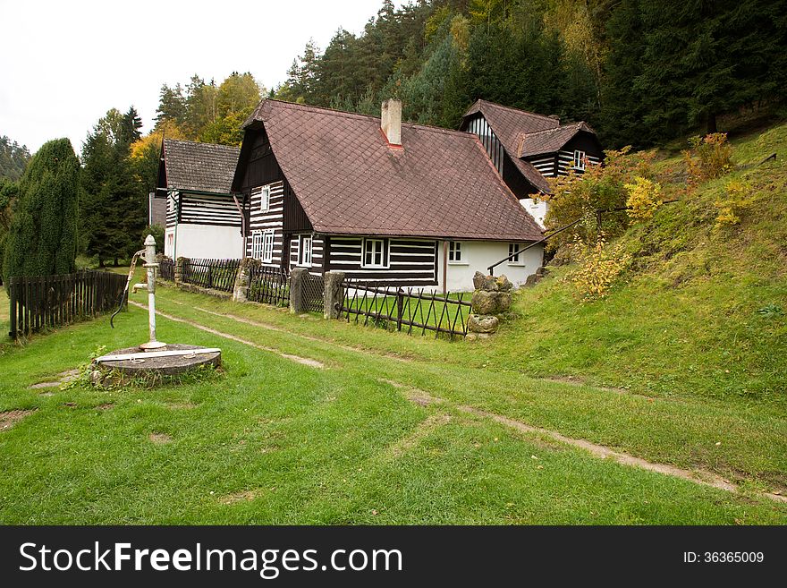 Timbered cottage in the country. Timbered cottage in the country