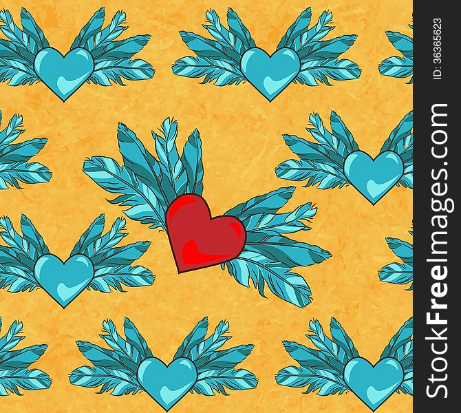 Seamless pattern with flying hearts, eps10. Seamless pattern with flying hearts, eps10